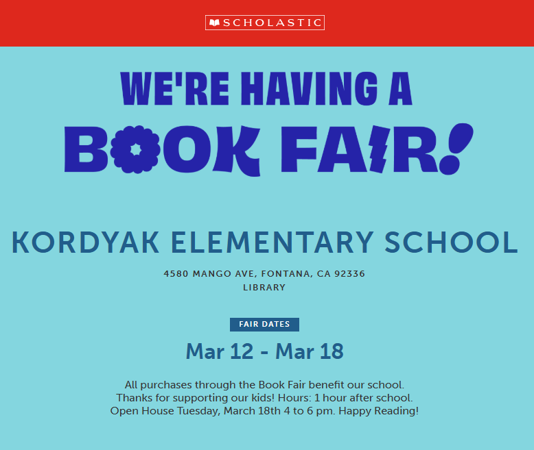  Kordyak Elementary Book Fair